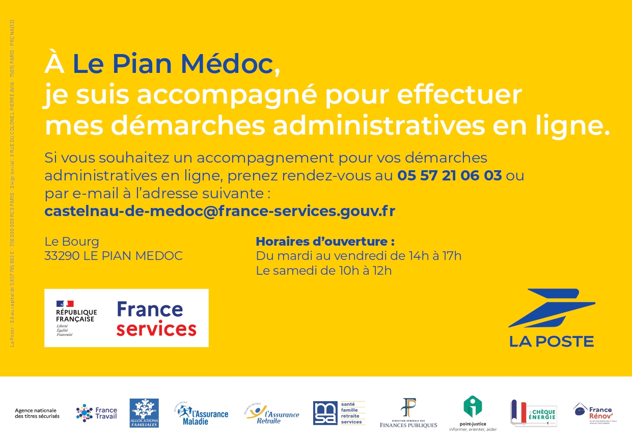 Relais France Services au bureau de poste du Pian-Médoc